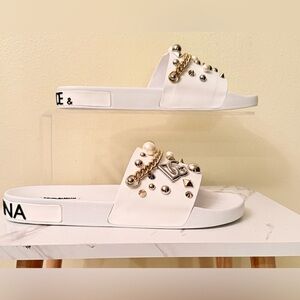 Dolce & Gabbana CS 1990 (AY082) Embellished Slides, Size 45 (12 US) NWOB